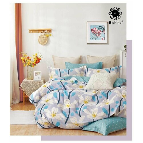 Комплект постельного белья E-shine, Сатин, 1,5 спальный, наволочки 70x70 (2 шт)