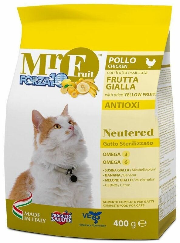 Корм для стерилизованных кошек FORZA10 Mr. FruitNeutered с экстрактами жёлтых фруктов 0,4 кг