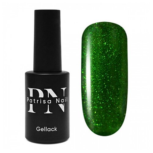 Гель-лак Patrisa Nail №445 TREND GREEN BP87 Модный зелёный с множеством искрящихся блёсток, 8 мл