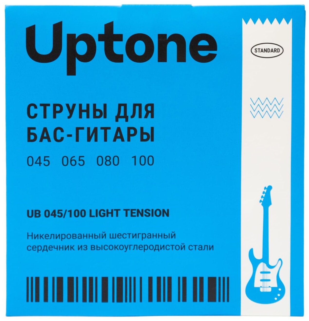 UPTONE Standard UB 045/100 струны для бас-гитары. Сердечник из высокоуглеродистой стали. Высокопрочная сталь.