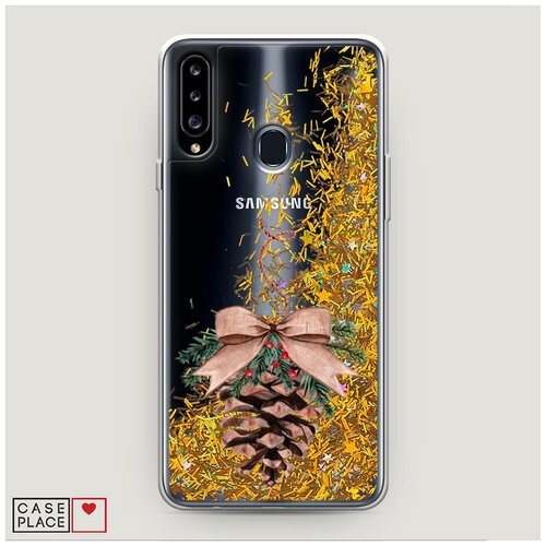 фото Чехол жидкий с блестками samsung galaxy a20s шишечка case place
