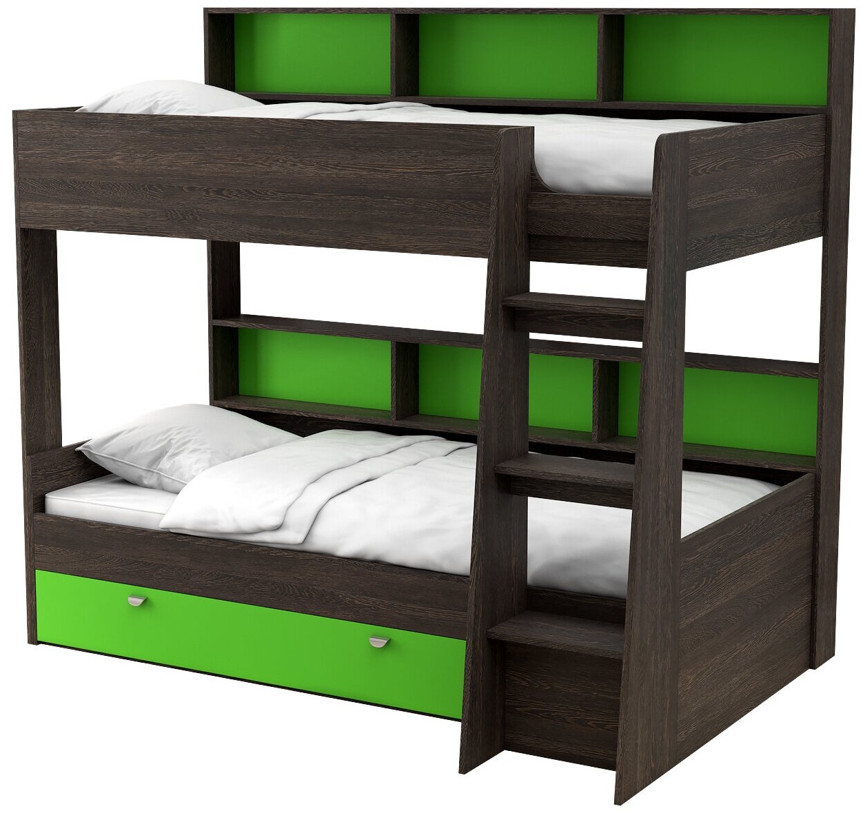Двухъярусная кровать Golden Kids 1 (Венге/Зелёный)