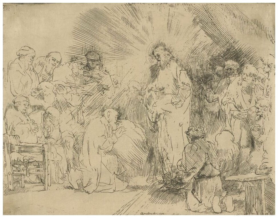 Репродукция на холсте Явление Христа Апостолам (1656) Рембрандт 38см. x 30см.