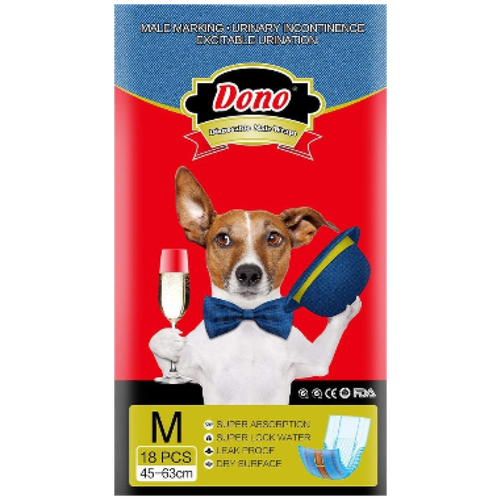 Впитывающие пояса для кобелей DONO JEANS MALE PET DIAPER размер M 18 штук