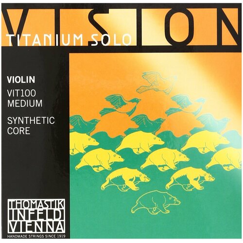solo чск1 2 2 чехол для скрипки Смычковые инструменты Thomastik VIT100 Vision Titanium Solo Комплект струн для скрипки размером 4/4, среднее натяжение