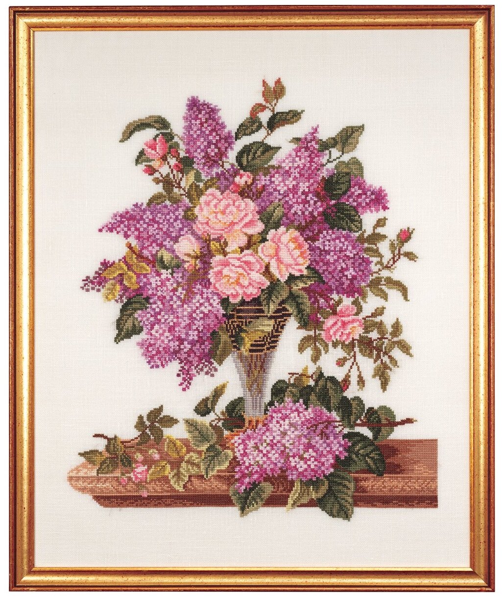 Набор для вышивания Сирень и розы, лён 26 ct 45 х 55 см EVA ROSENSTAND 14-185