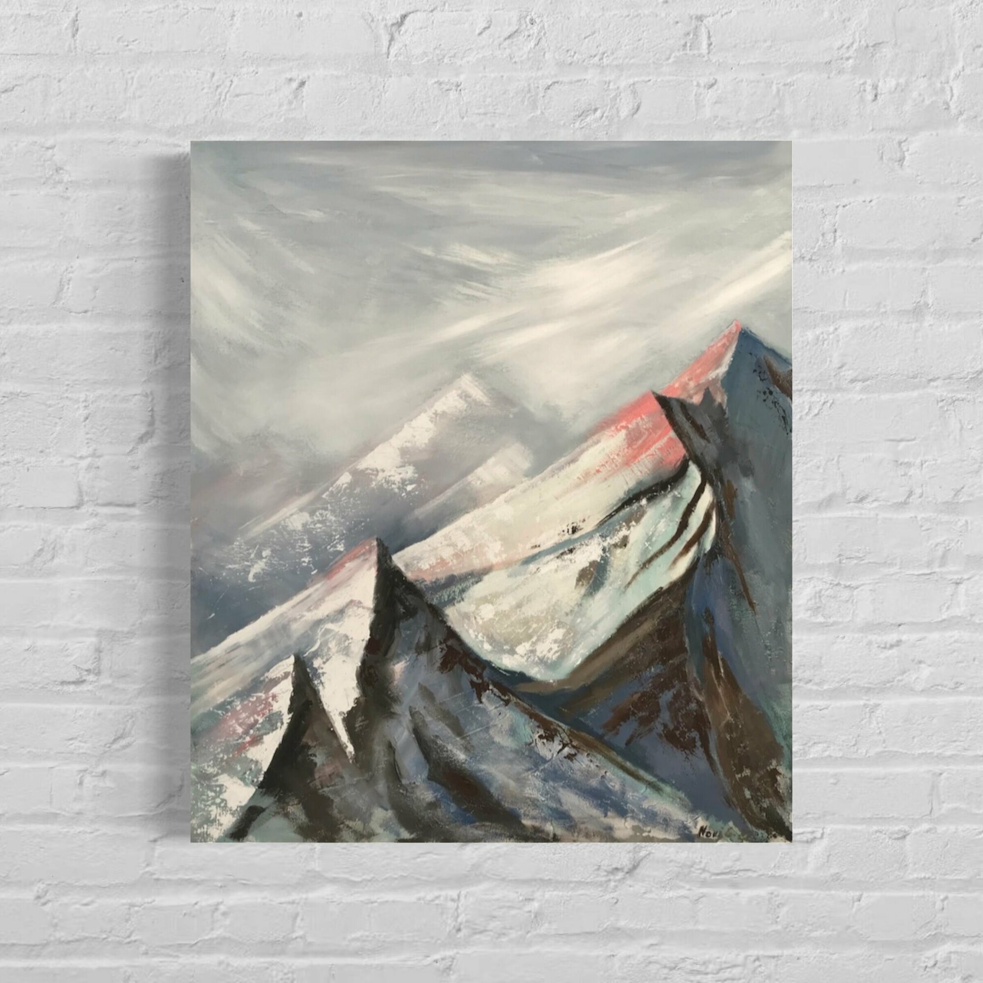 Интерьерная картина маслом на холсте "Горы" ручная работа.60*70 см.