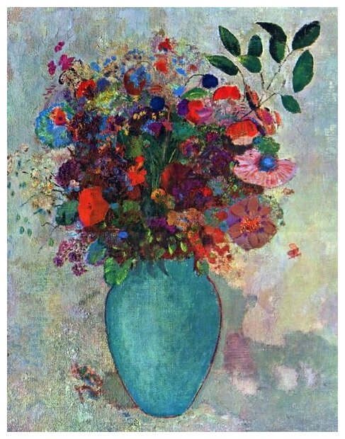 Репродукция на холсте Цветы в вазе (Flowers in a vase) №2 Одилон Редон 30см. x 39см.