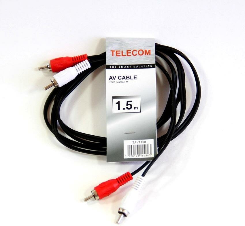 Кабель Telecom 2хRCA - 2хRCA (TAV7158), 1.5 м, черный