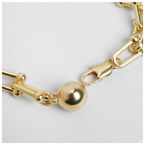 фото Браслет металлический queen fair "цепь", сфера нестандарт, цвет золото ,l 22 см