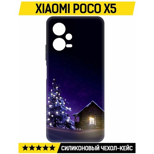 Чехол-накладка Krutoff Soft Case Зимний домик для Xiaomi Poco X5 черный чехол накладка krutoff soft case зимний домик для xiaomi poco x4 gt черный