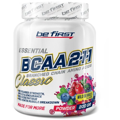 BCAA Be First 2:1:1 Classic Powder, лесные ягоды, 200 гр. коллаген be first collagen vitamin c лесные ягоды 200 гр