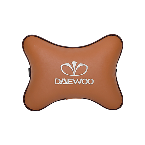 Автомобильная подушка на подголовник экокожа Fox с логотипом автомобиля DAEWOO