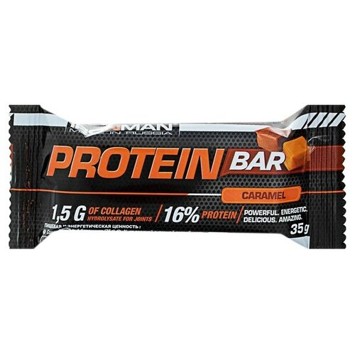 Протеиновый батончик IRONMAN Protein Bar с коллагеном, карамель, 35 г 2916613 батончик протеиновый ironman protein bar арахис карамель 50 г