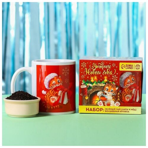 фото Подарочный набор "уютного нового года": чай "липа и мёд" 50 гр, кружка 300 мл фабрика счастья