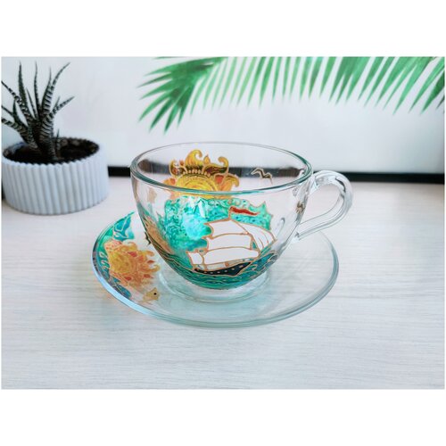 Чайная пара авторская с витражной росписью 