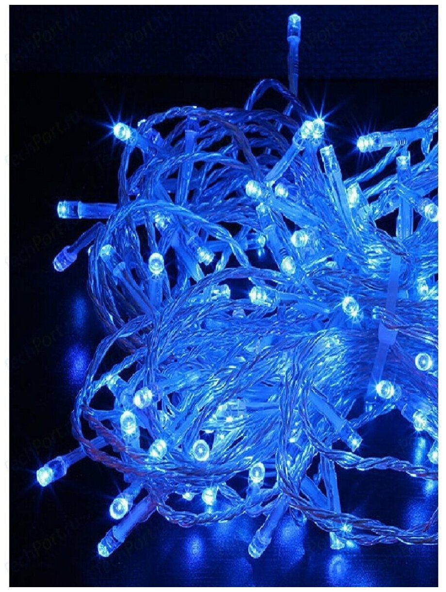 Гирлянда 9м синяя прозрачный провод синяя
