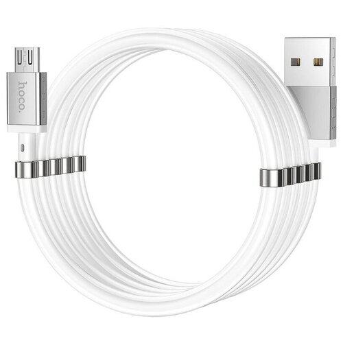 Кабель USB - микро USB HOCO U91, Magic, 1.2м, 2.4A, магнитный, белый кабель usb микро usb hoco u91 magic 1 2м 2 4a магнитный белый