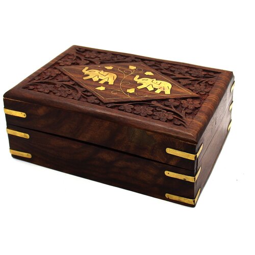 Шкатулка деревянная со слониками