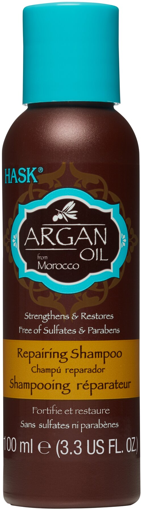 Hask шампунь для волос Argan Oil Repairing Strengthens & Restores восстанавливающий с аргановым маслом, 100 мл