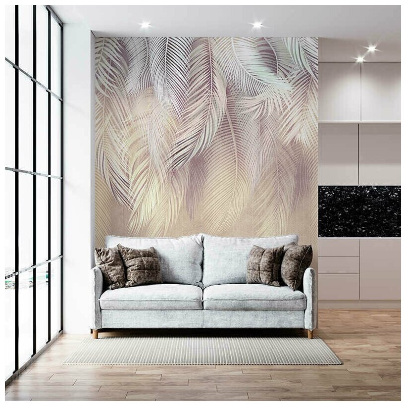 Фотообои на стену флизелиновые "Пальмовый бриз №3" с рисунком листья в гостиную, спальню и кухню 200x250 см.