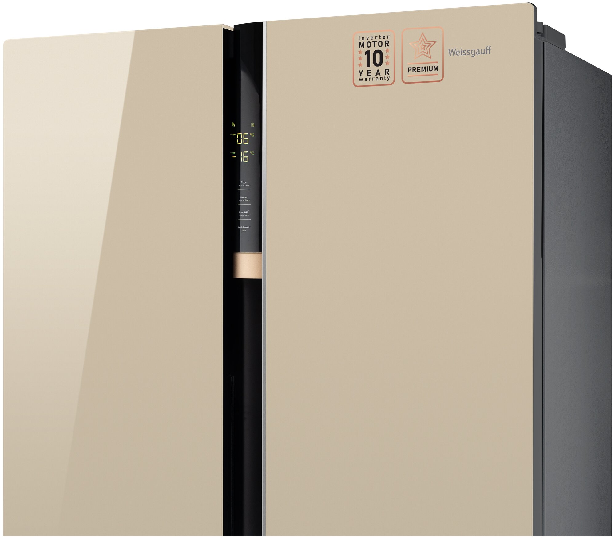 Отдельностоящий холодильник с инвертором Weissgauff Wsbs 590 BeG NoFrost Inverter Premium - фотография № 4