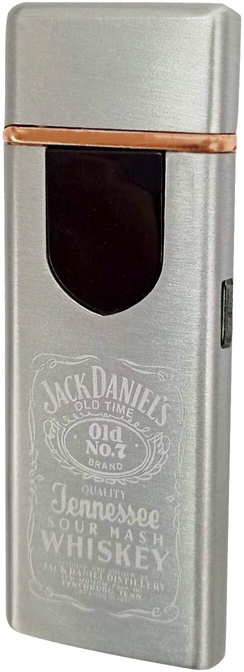 USB зажигалка Джек Дэниэлс тонкая серебристая - фотография № 3