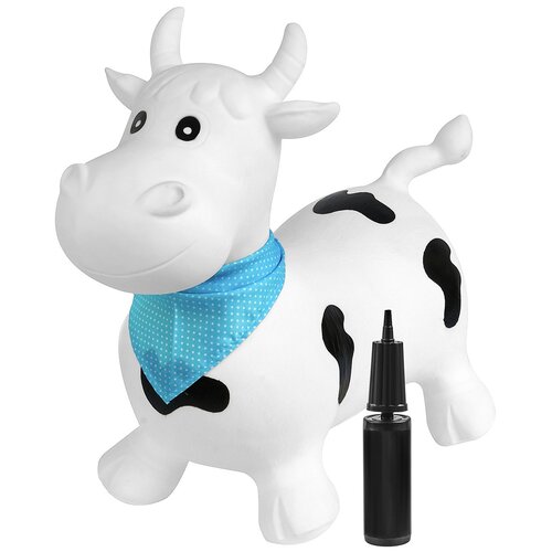 Игрушка-попрыгун LAKO sport белая корова Зорька (в комплекте с насосом и платком-банданой), 50 см, белый