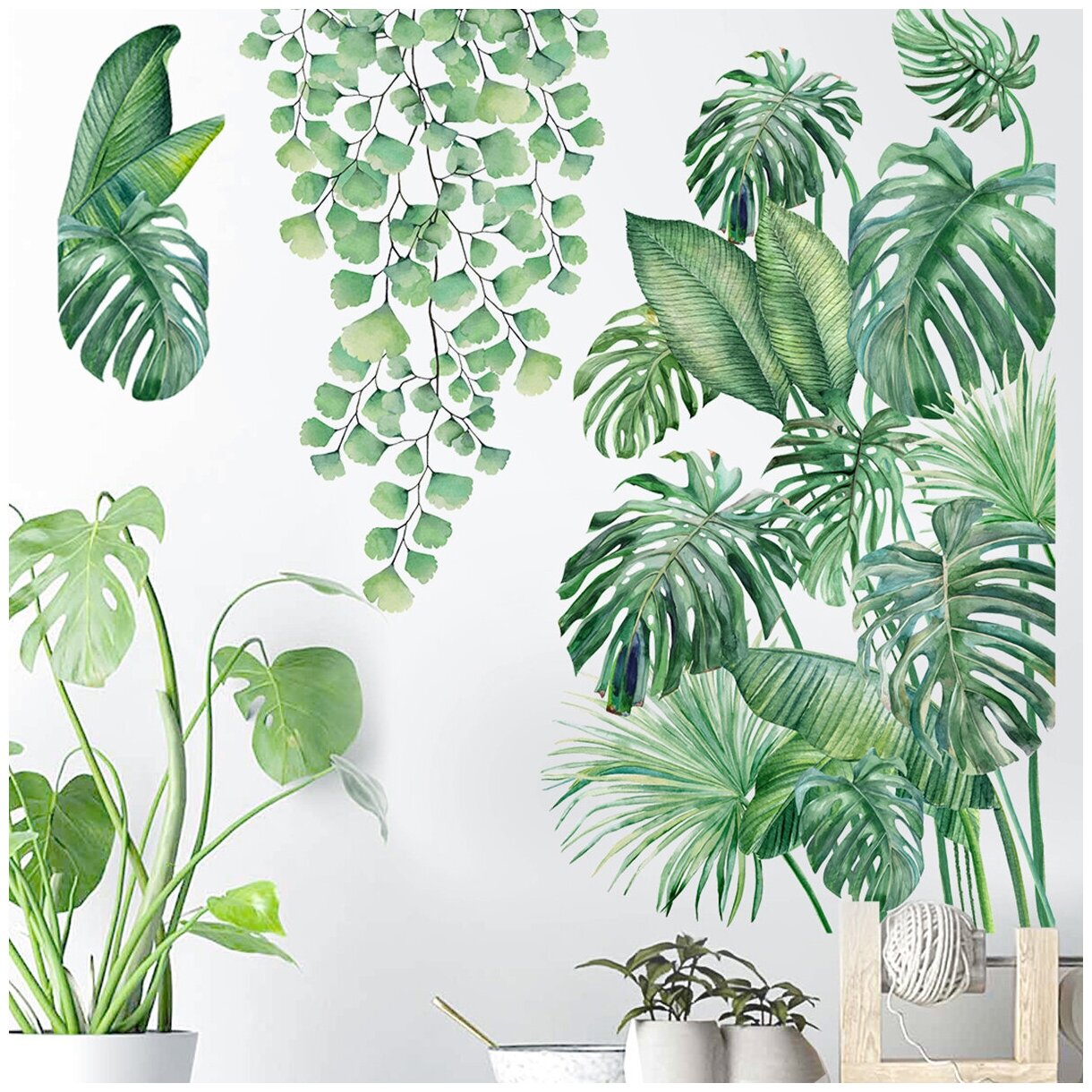 Наклейки интерьерные VEROL "Большие тропические листья" декор для дома на стену, детские стикеры, пленка самоклеящаяся, подарок