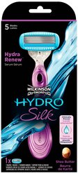 Женский бритвенный станок WILKINSON SWORD Schick HYDRO SILK 5 (1 станок, 1 сменная кассета), 5-лезв., плавающая головка, увл.полоска, прорезиненная ручка