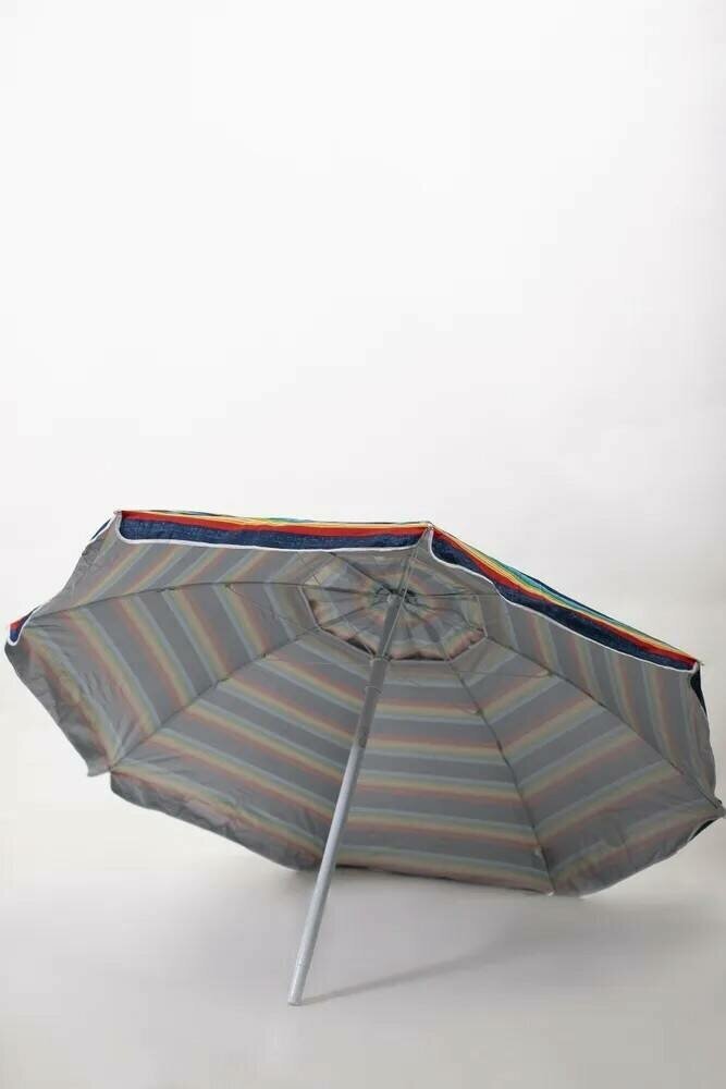 Зонт пляжный, солнцезащитный 2.0 м , 8 спиц метал бел. ткань-оксфорд с серебром внутри. С клапаном и наклоном. - фотография № 8