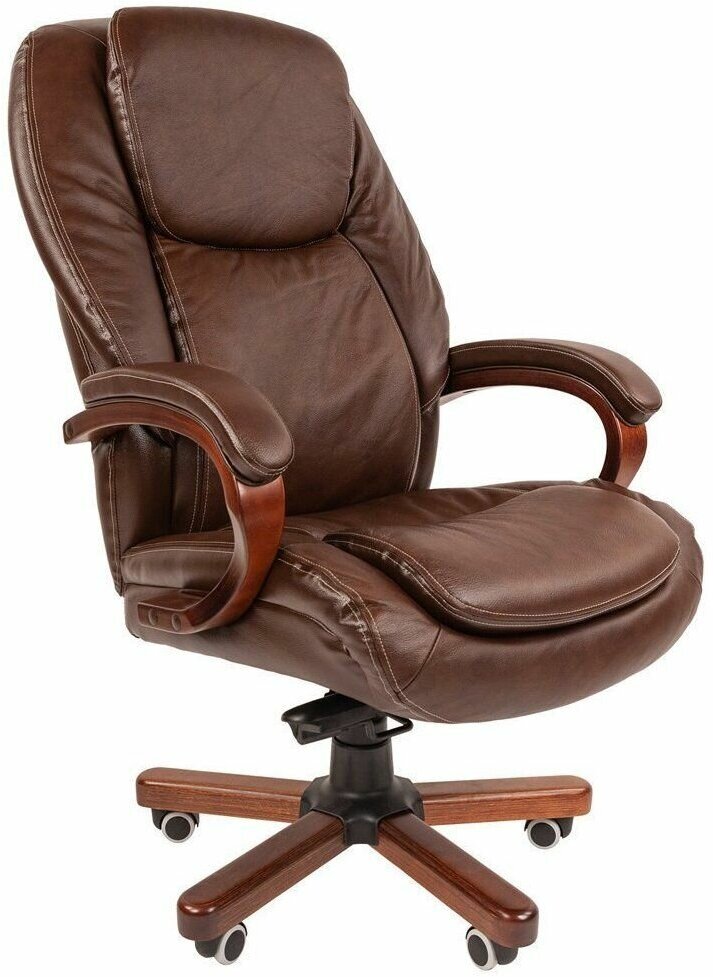 Офисное кресло Chairman 408 Россия кожа+PU черн. (7030084) - фото №1