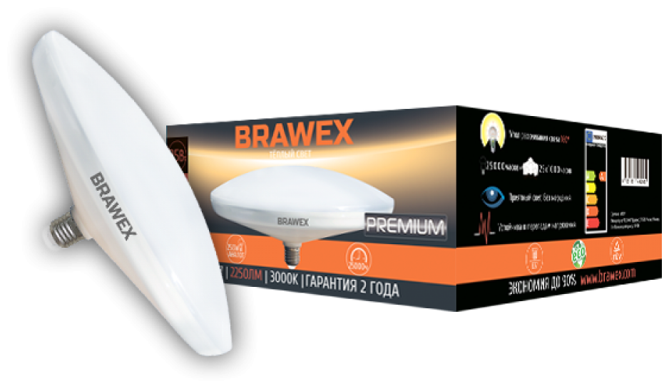 Светодиодная лампа BRAWEX PREMIUM 25Вт 3000К DSL4 Е27 S51201-DSL4-25L