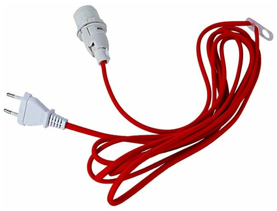 фото Кабель для подсветки бумажных звёзд текстильный, красный, 3.5 м, цоколь Е14, STAR trading