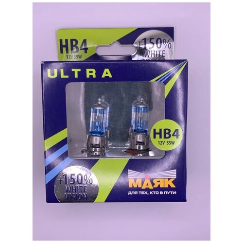 Комплект Ламп маяк ULTRA HB4 (9006) 12V 55W P22d White Vision+150%