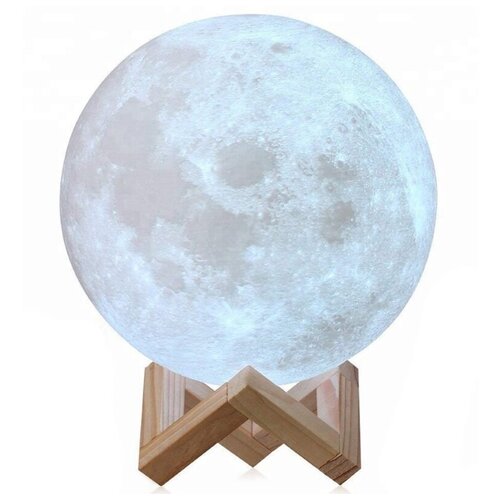 Светильник-ночник 3D шар Луна Moon Lamp на деревянной подставке с пультом, 15 см