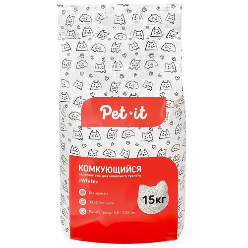 Pet-it White Комкующийся наполнитель для кошек без аромата 15 кг