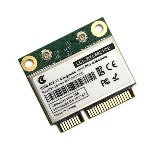 Адаптер WiFi Realtek RTL8821CE (Mini PCI-E half-size, B/G/N/AC, 433 Mbit/s, 2.4/5 Ghz)
