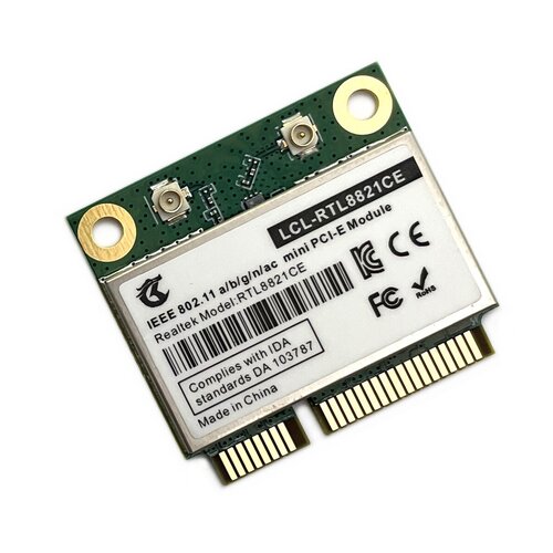 Адаптер WiFi Realtek RTL8821CE (Mini PCI-E half-size, B/G/N/AC, 433 Mbit/s, 2.4/5 Ghz) адаптер wifi intel dual band wireless n 7260 mini pci e half size b g n 300 mbit s 2 4 5 ghz 7260hmw nb