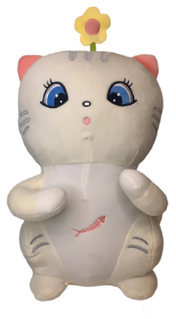 Мягкая игрушка кошечка кошка аниме с цветочком, 25 см