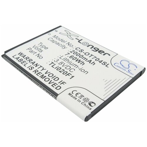 Аккумулятор CS-OT704SL TLi020F1 для Alcatel One Touch 7040, 7041, 6036, 5042 3.8V / 2000mAh / 7.60Wh аккумулятор cs ot704sl tli020f1 для alcatel one touch 7040 7041 6036 5042 3 8v 2000mah 7 60wh