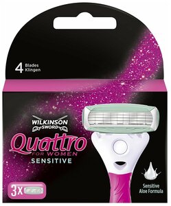 Фото Wilkinson Sword / Schick / Quattro for Women Sensitive / Сменные кассеты для женской бритвы Quattro (4 шт)