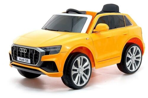 Электромобиль Audi Q8, EVA колёса, кожаное сидение, цвет оранжевый