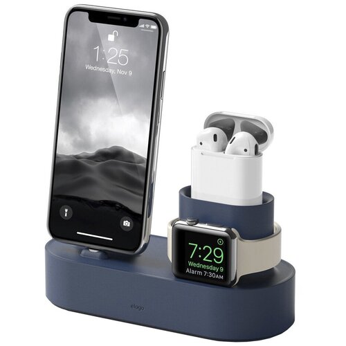 Док-станция Elago Charging Hub 3 in 1 для iPhone / Apple Watch / AirPods синяя (Jean Indigo)