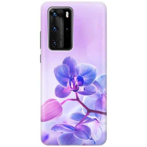 фото Ультратонкий силиконовый чехол-накладка для huawei p40 pro с принтом "лиловые орхидеи" gosso