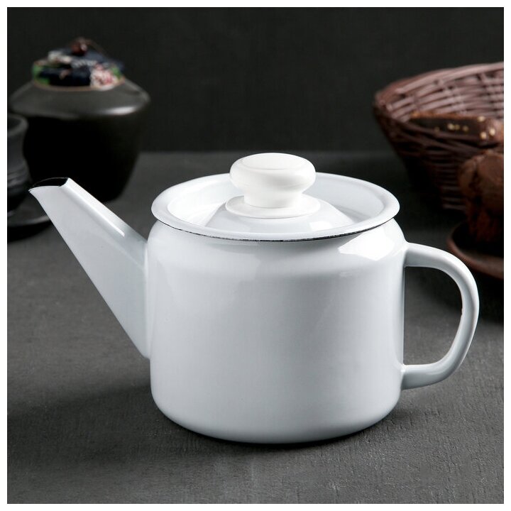 фото Лысьвенские эмали Чайник, 1 л, без деколи, индукция, цвет белый