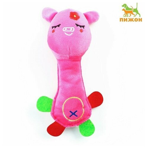 Игрушка мягкая для собак Свинка с длинной шеей, 24 см, розовая 7705005
