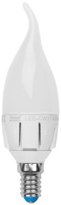 Uniel Лампа светодиодная Е14 6Вт 4500К свеча на ветру матовая DIM