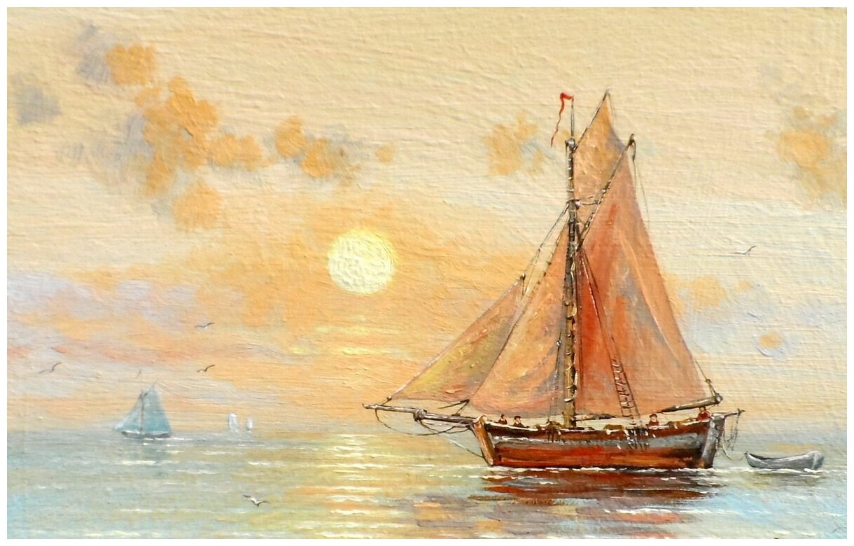 Постер на холсте Корабль в море №8 47см. x 30см.
