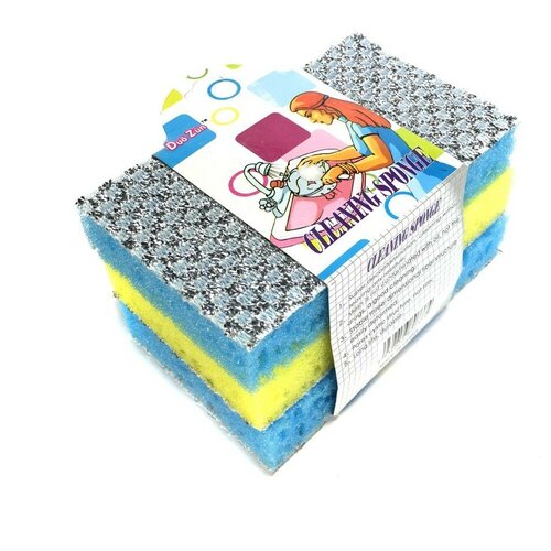 фото Набор двусторонних губок для мытья посуды cleaning sponge 8х13,5 см, 3 шт markethot